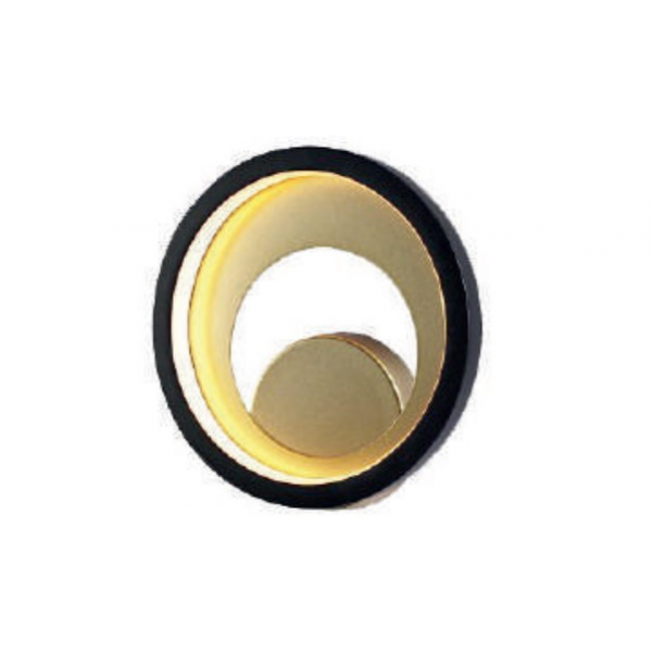 ARAND/SOBREPOR LOOP PRETO/DOURADO 1X10W 3000K 330LM D22XL5,2CM