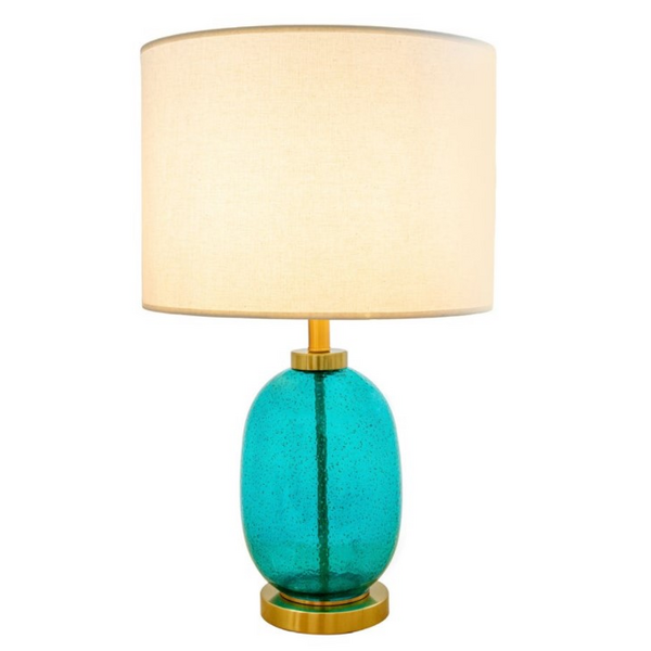 ABAJUR ACQUA AZUL/BRONZE S/CUPULA 1XE27 D38XA65CM