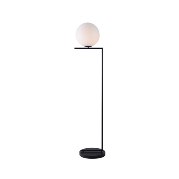 COLUNA DE PISO LATTEA METAL FOSCO VIDRO LEITOSO 1XE27 - FF1390PF