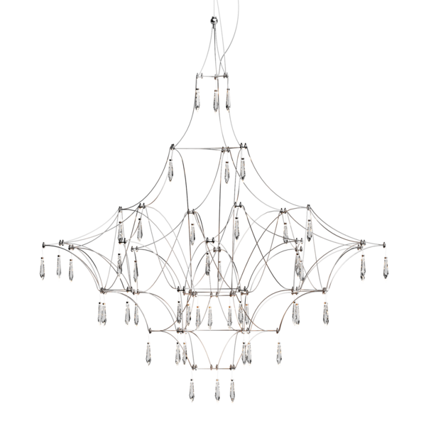 PENDENTE MILETO ALPHA LED 46W 3000K 3200LM 700X700MM CRISTAL/CROMADO