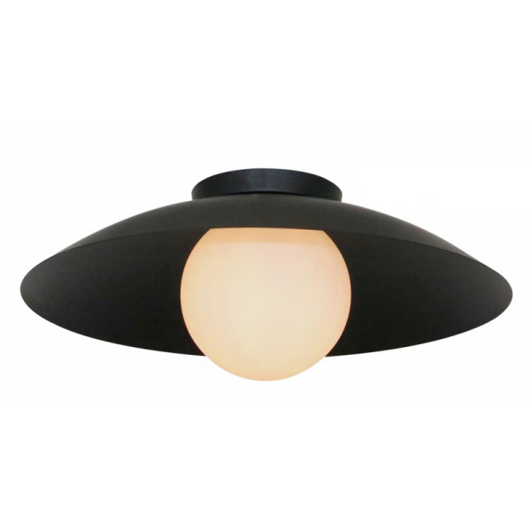 SOBREPOR CUIA PRETO/OPALINO 1XE27 D50XA20,5CM