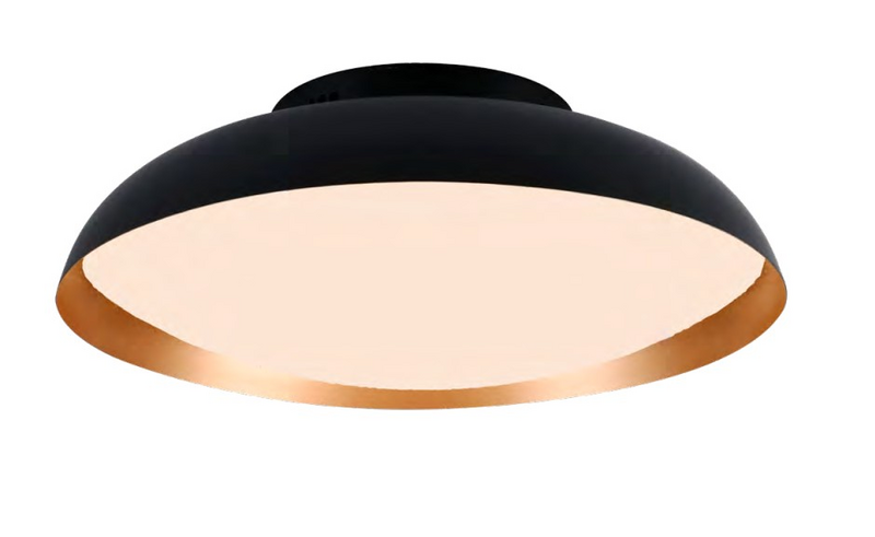 SOBREPOR BOWL PRETO/DOURADO 1X36W 3000K 2520LM D55XA11CM