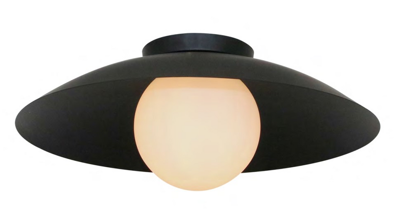 SOBREPOR CUIA PRETO/OPALINO 1XE27 D50XA20,5CM